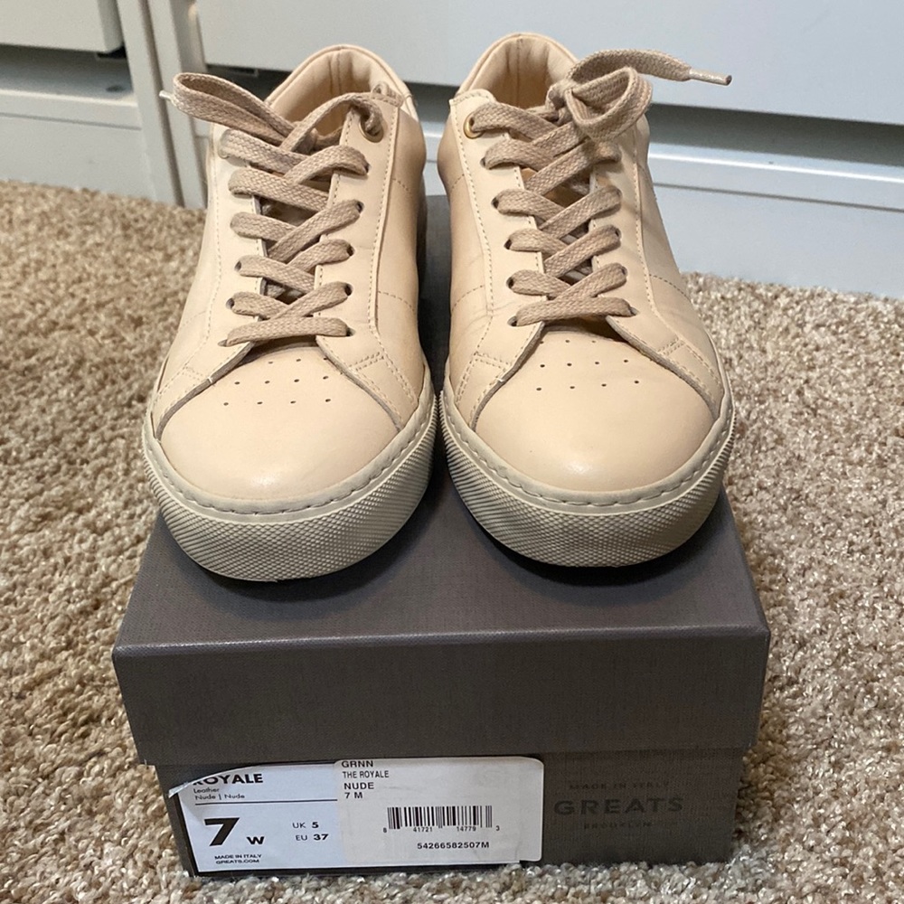 GREATS Royale leather sneakers - Nude - Size 7